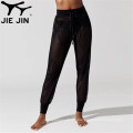 Jiejin New Llevado Pantalones de sudor Sports Sports Lo suelto Pantalones de secado rápido MEDILLA DE DOBLE Capa VER A TRAVÉS